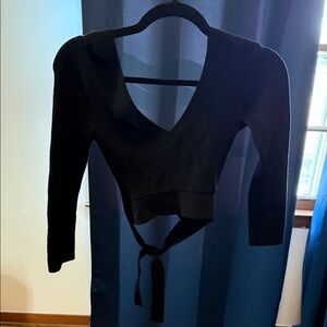 Black V-Neck Tie-Front Sweater